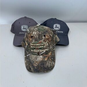 John Deere Interstate Batteries Baseball Caps Adjustable One Size Men’s Lot Of 3